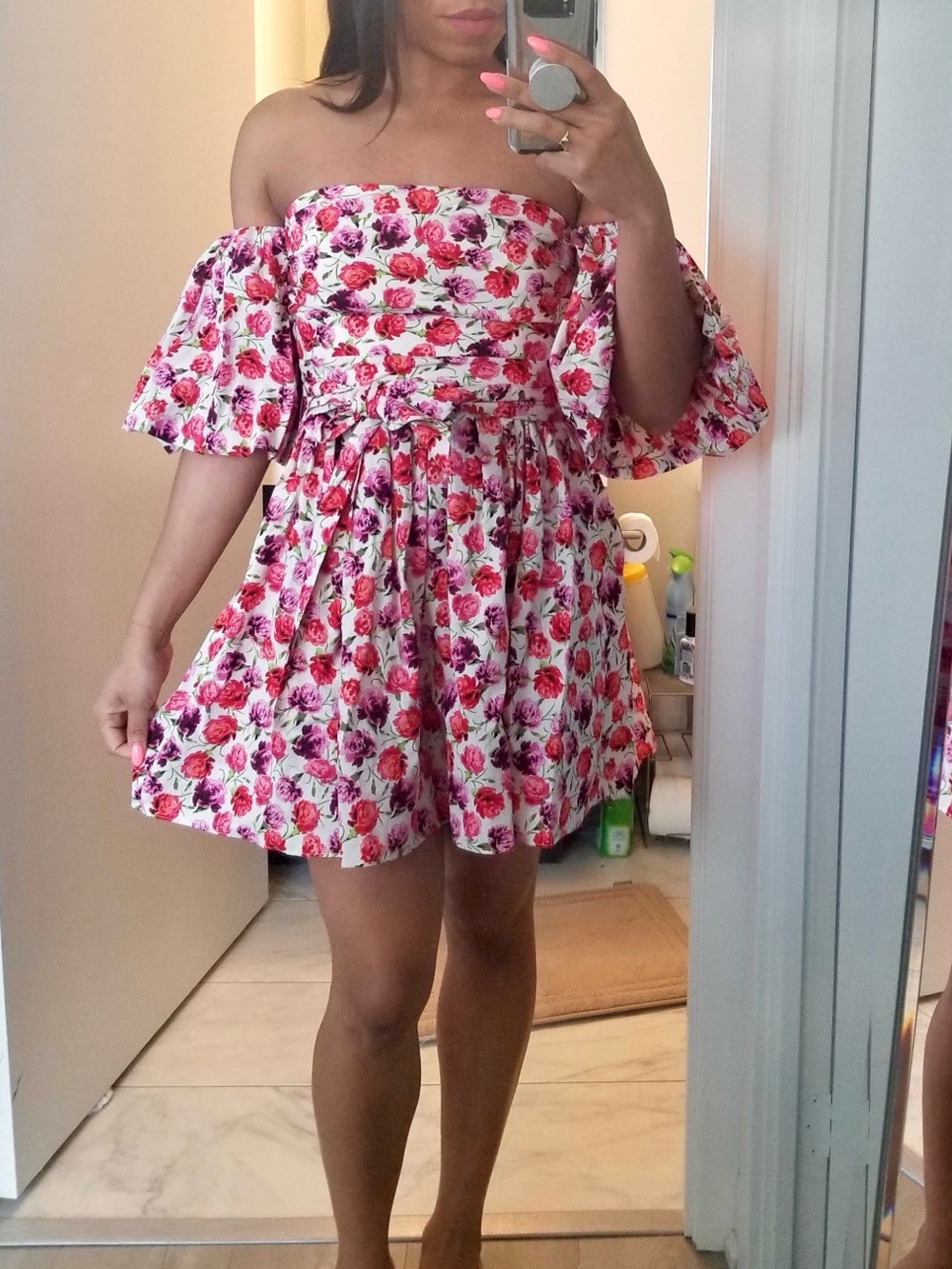 Zara Pink & Purple Floral Mini Dress - Picture 2 of 9